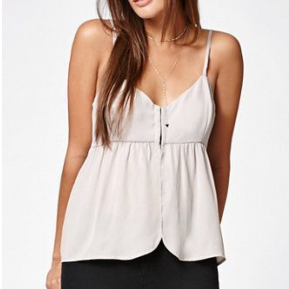 Kendall & Kylie Tan Sheer Cami Tank Top